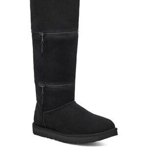 UGG Classic Ultra Tall Short Mini Convertible Size 6 Black Suede Zip Boot Women